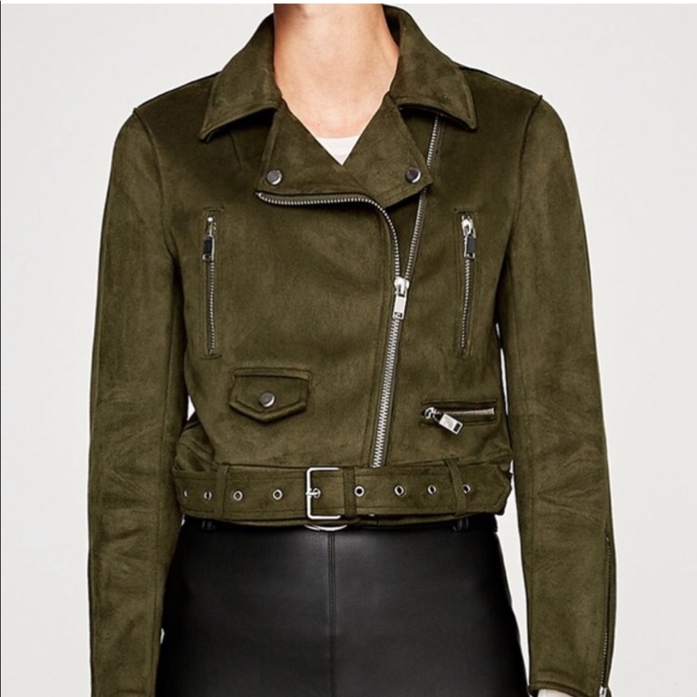 Zara faux suede jacket with zippered sleeves